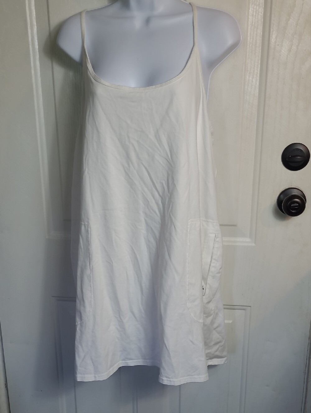 JoyLab White Sleeveless Pocket Slip Dress